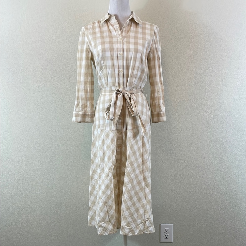 Cremieux Buttoned Tie Front Shirt Dress with 3/4 Cuffed Sleeves 6